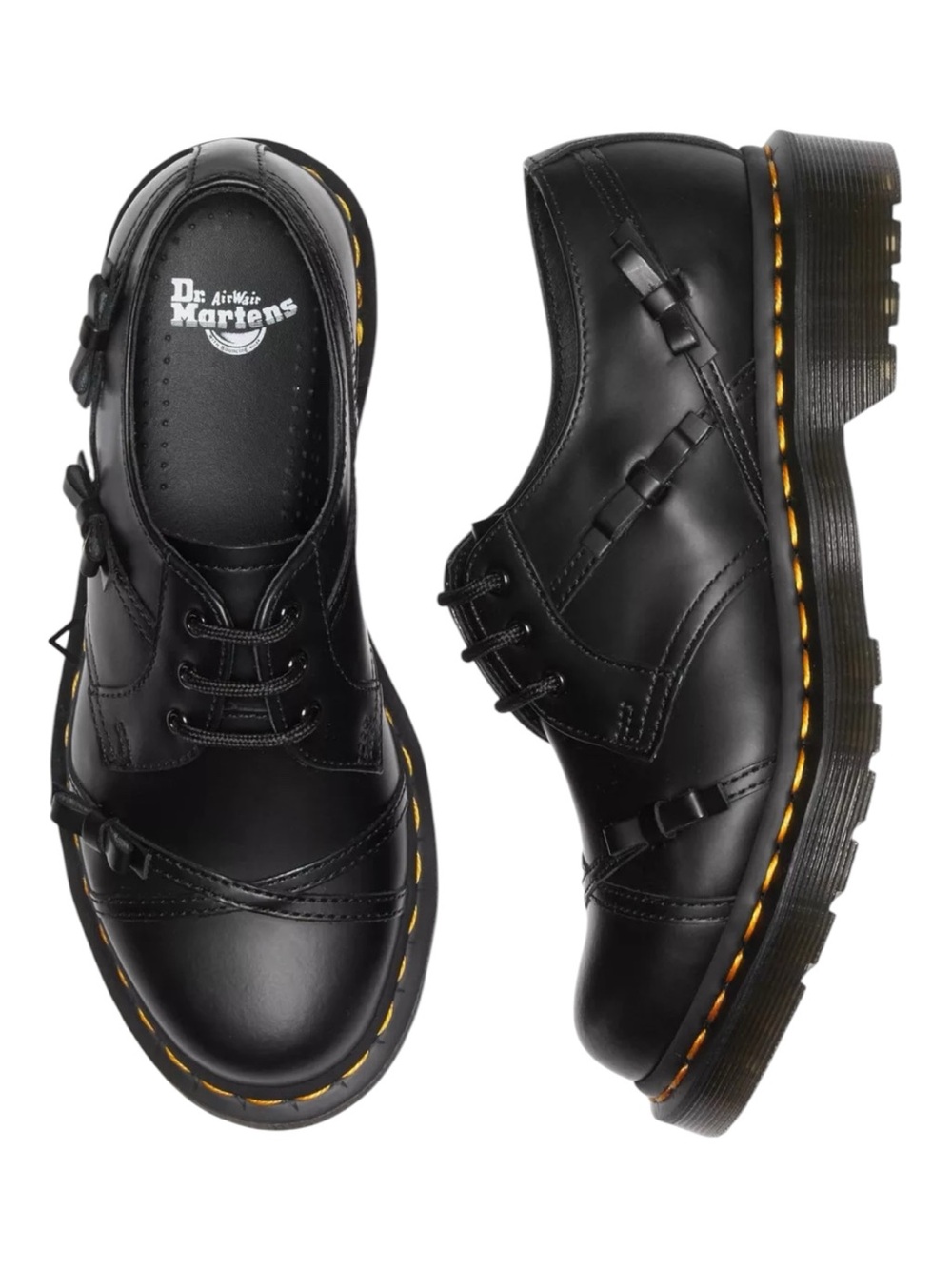 Dr. Martens Black Leather Lace-Up Mary Jane Shoes Womens 8 EU 39 Buckle Oxfords